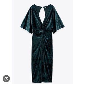 NWT ZARA VELVET MIDI DRESS KNOT FRONT OPEN BACK WOMENS SIZE XS